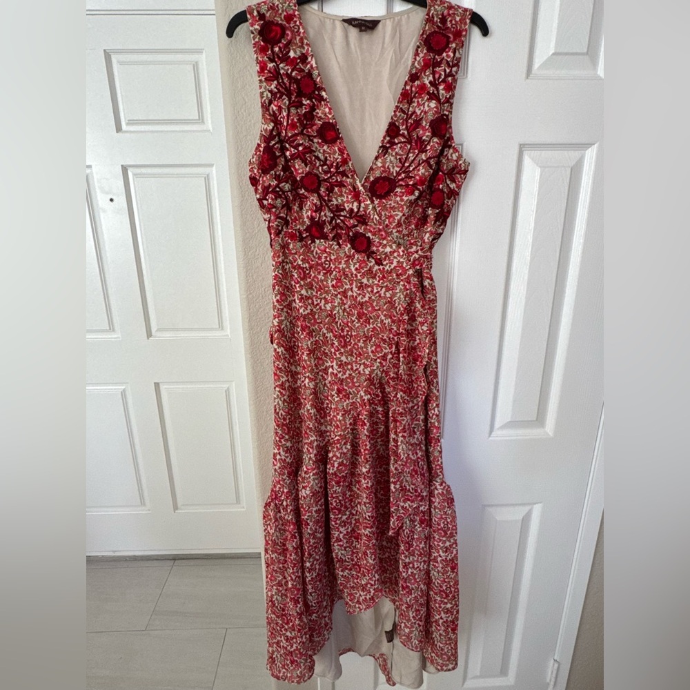 Anthropologie Ranna Gill Alexandra Floral Appliqué Beaded Wrap Maxi Dress in M - Picture 5 of 13